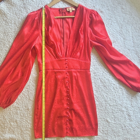Red Leopard Jacquard Satin Mini Dress - Picture 9 of 15